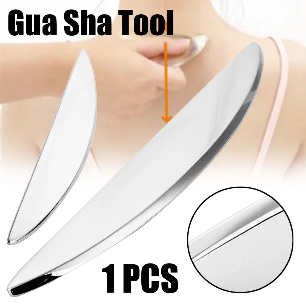 1pc Stainless Steel Gua Sha Tool Silver Massage Plate Practical
