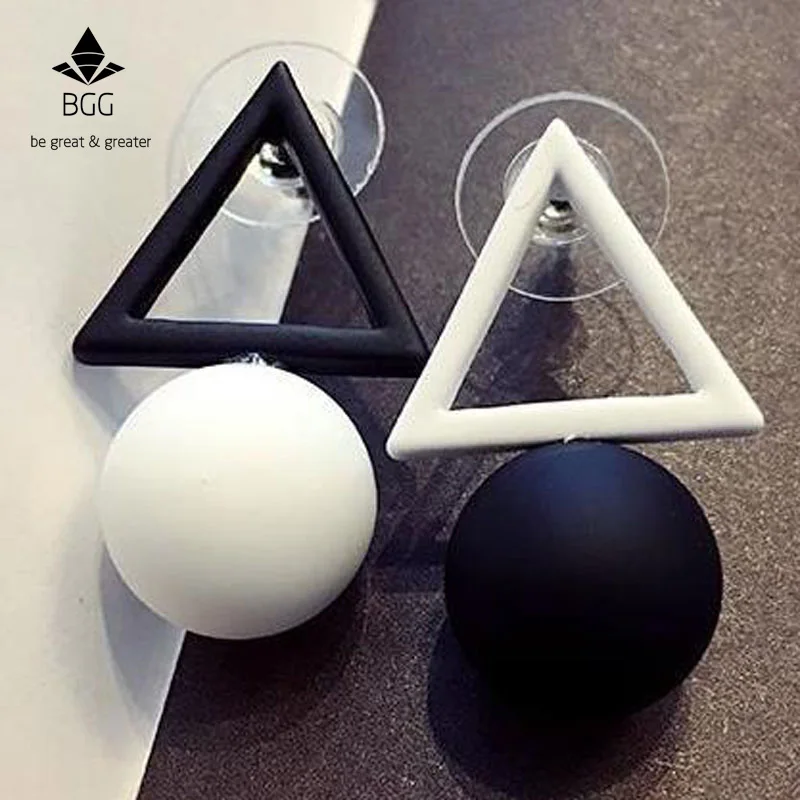 

BGG 2018 Fashion Stainless Steel Stud Earrings For Girl Woman Rose-golden Triangular Circle Geometry Earring Gift