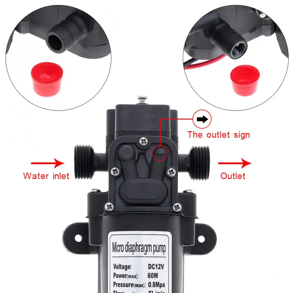 12V 60W 5L/мин регулируемое Универсальное крепление для самовсасывающий мембрана высокого Давление электрическая Автомобильная моющая насос для автомобиля/дома/сад