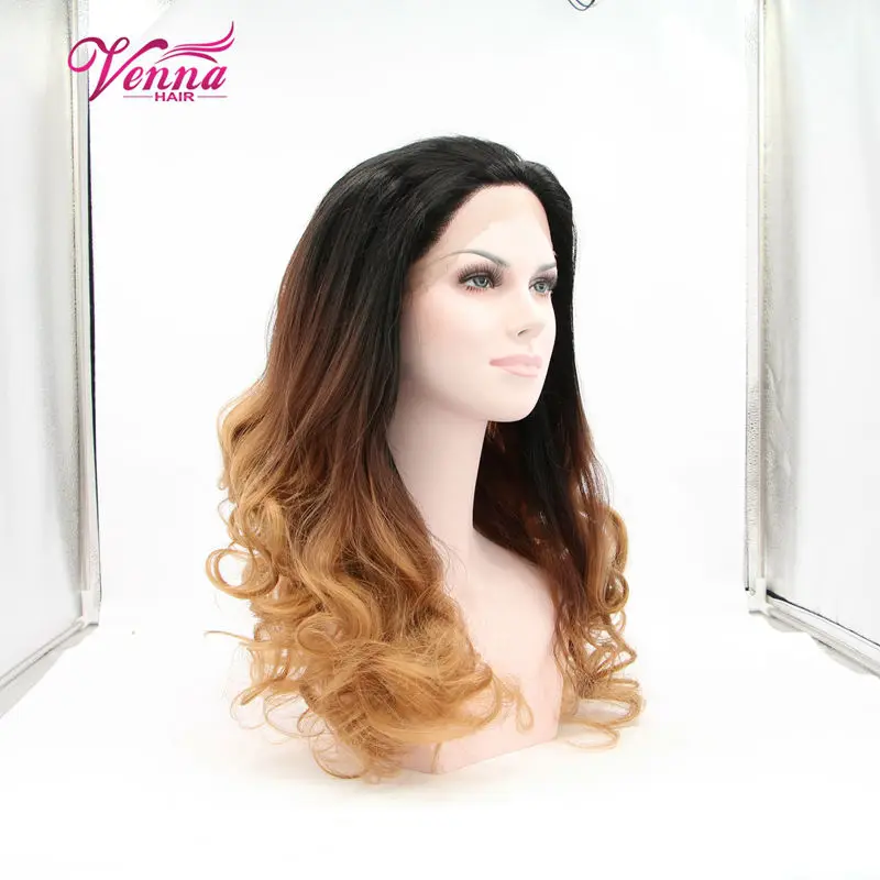 

Ombre Wigs Synthetic Lace Front Heat Resistant Wig 3 Tone Anime Cosplay Wig Long Wave Hair Wig For African Americans Women