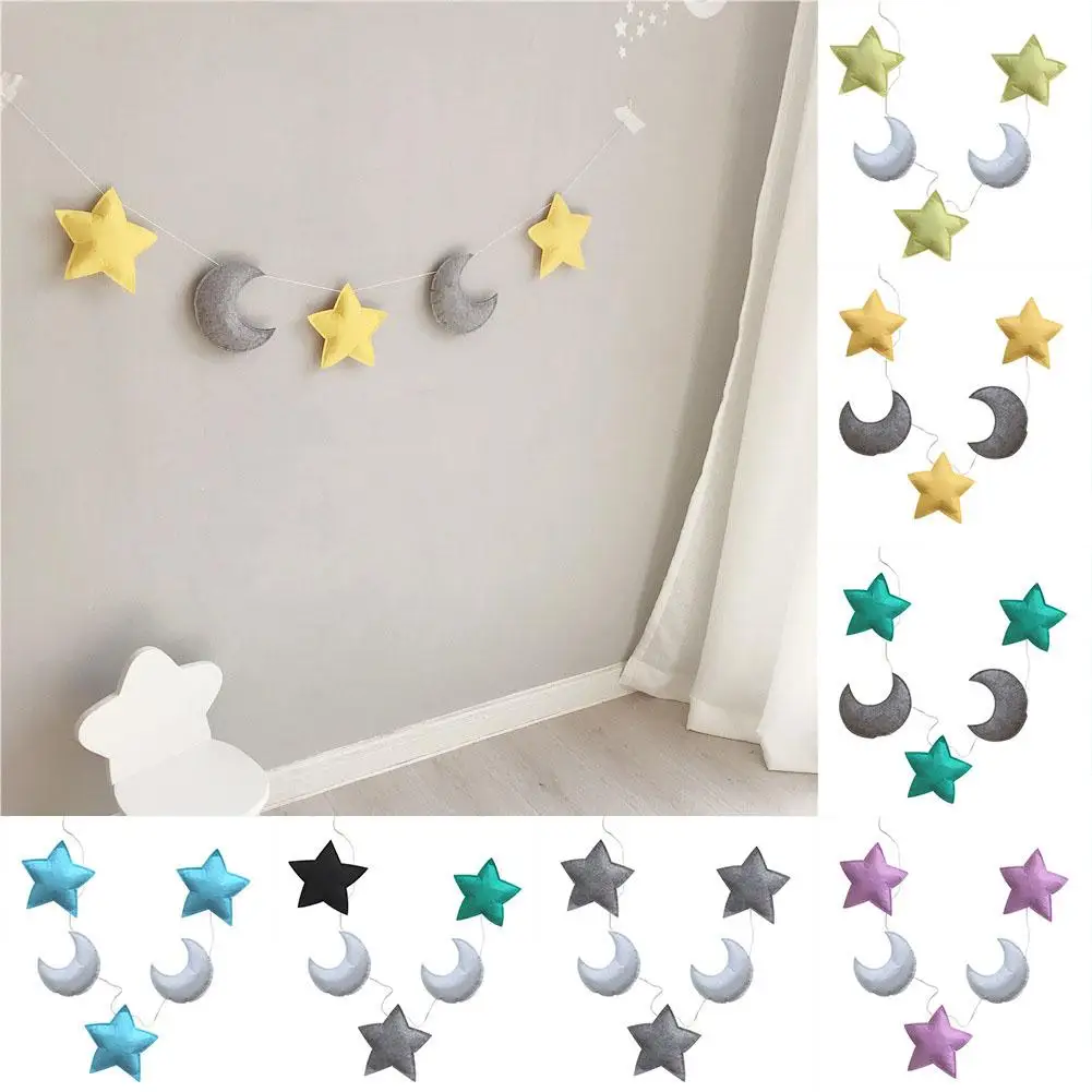 

150cm Lovely Star Moon Wall Hanging Ornament Garland Kids Room Nursery Decor