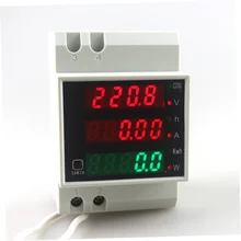 Din Rail AC 80-300V 0-100.0A Ammeter Voltmeter Volt Amp Meter LED Display Active Power Power Factor Time Energy Voltage Current