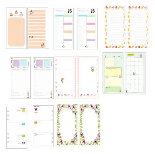 

20 sheets/lot A5 A6 colorful diary refills spiral notebook replace color core loose leaf stationery planner ring binder paper