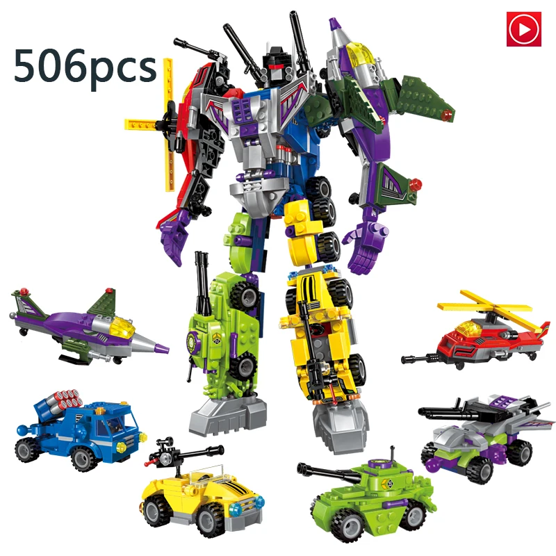 Legoed Movie 6 in 1 New Style Legoings War Transformation Robot Vehicle Plane car DIY Building Blocks Brick Kit Toy Kids Gift