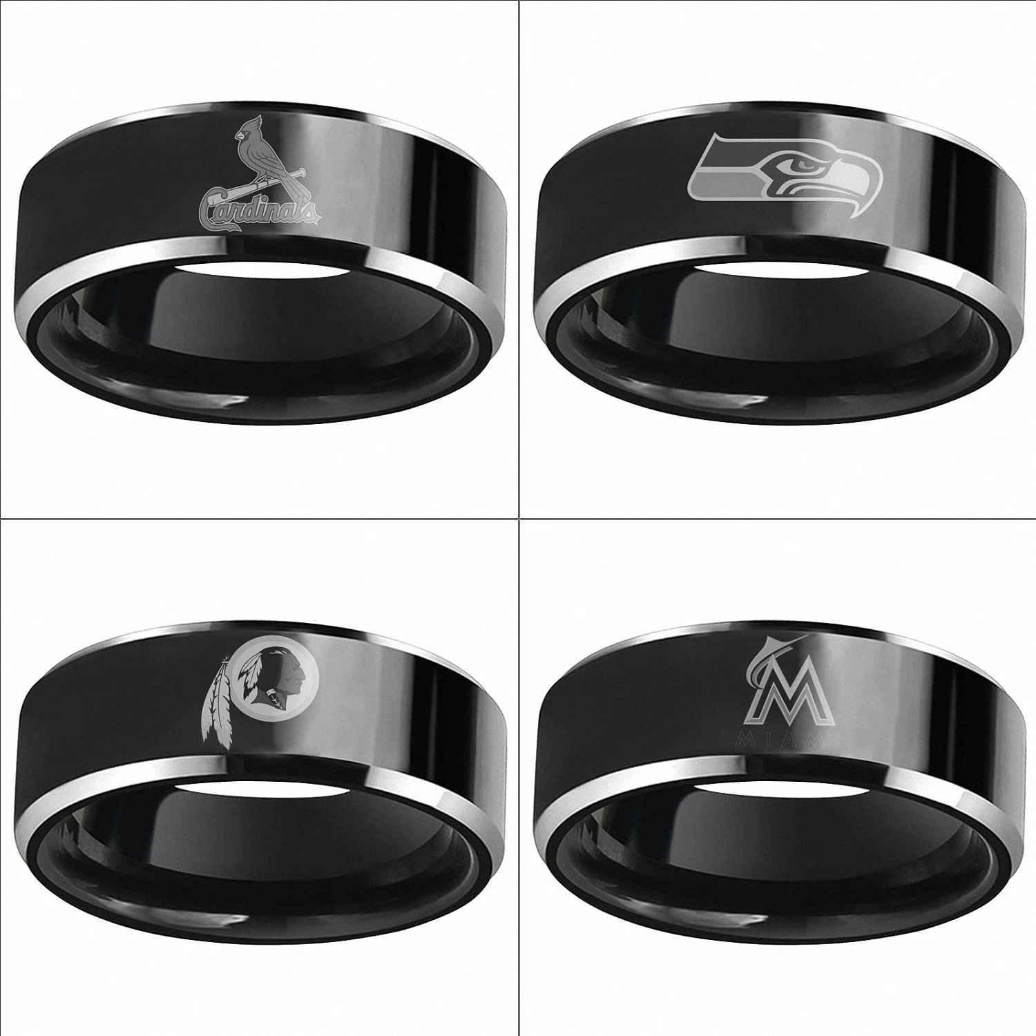 Новый Лидер продаж кольцо 8 мм черный купол Вольфрам jewelryst. Луис Seattle Seahawks Washington