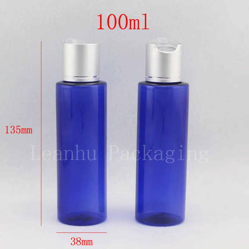 100ml blue empty lotion cream plastic bottles 3.5oz aluminum disc top