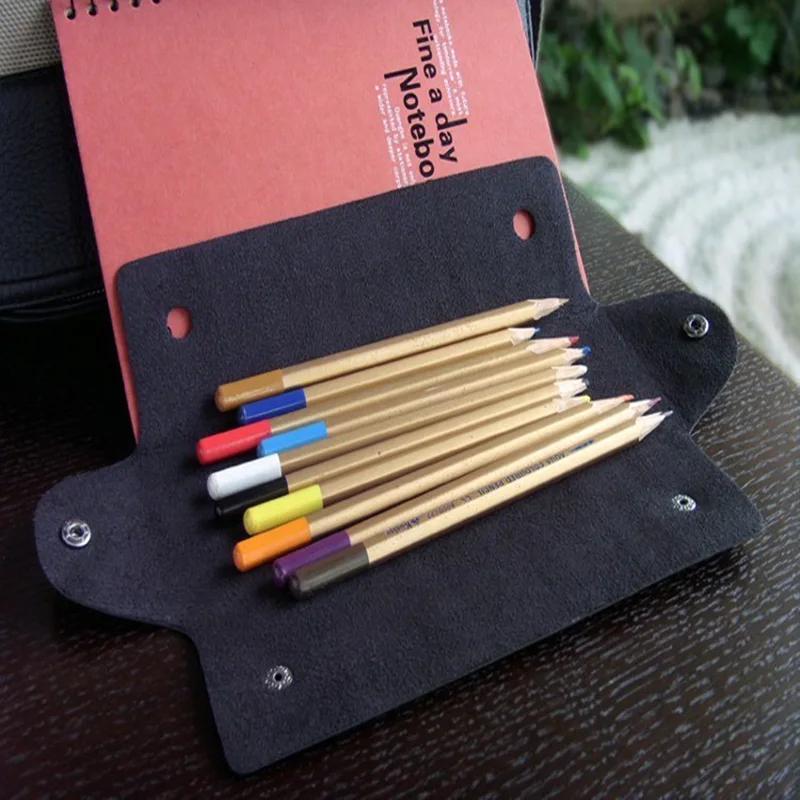 Складной пенал с двойной пряжкой, Корейский простой креативный пенал для карандашей, школьная офисная сумка для хранения из искусственной кожи, длинный мини-складной карман на кнопке