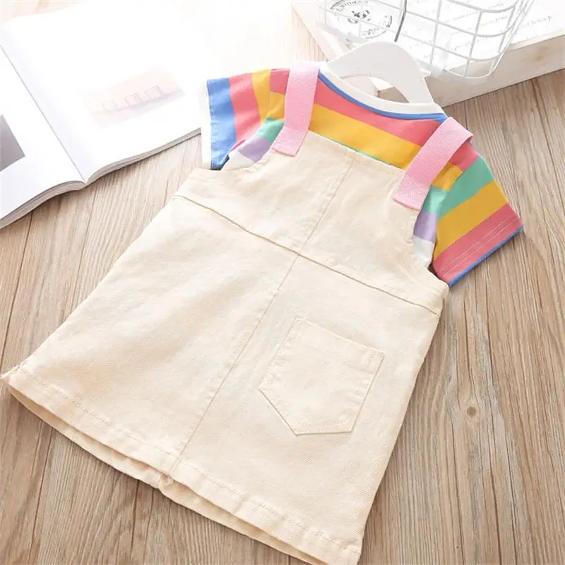 

2019 Summer Toddler Infant Clothing Sets Baby Girls Clothes Suits Stripe T Shirt Dress Kids Children Casual Costume
