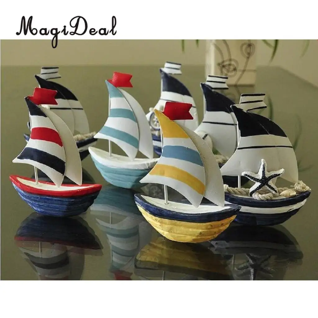 MagiDeal 5'' Nautical Wooden Handcrafted Ship Model Sailing Boat Tabletop Ornament for Kids Children Toy Great Gift 3Kinds