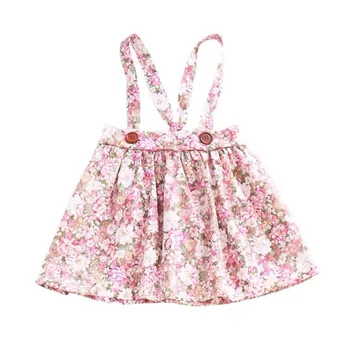 

Casual Floral Button Children Wear Ins Summer Girl Baby Pure Cotton Printed Belt Strap clothing Tutu Outfit princess girls