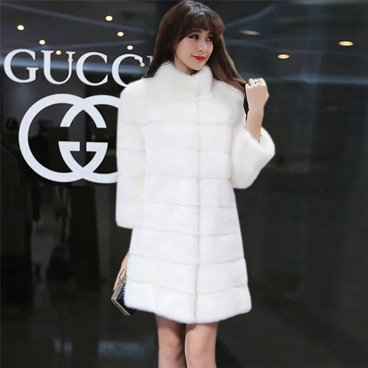 Длинное пальто, зимнее женское мягкое пушистое пальто из искусственного меха, теплое плюшевое пальто, кардиган, женские повседневные меховые пальто, верхняя одежда, manteau femme hiver - Цвет: Белый