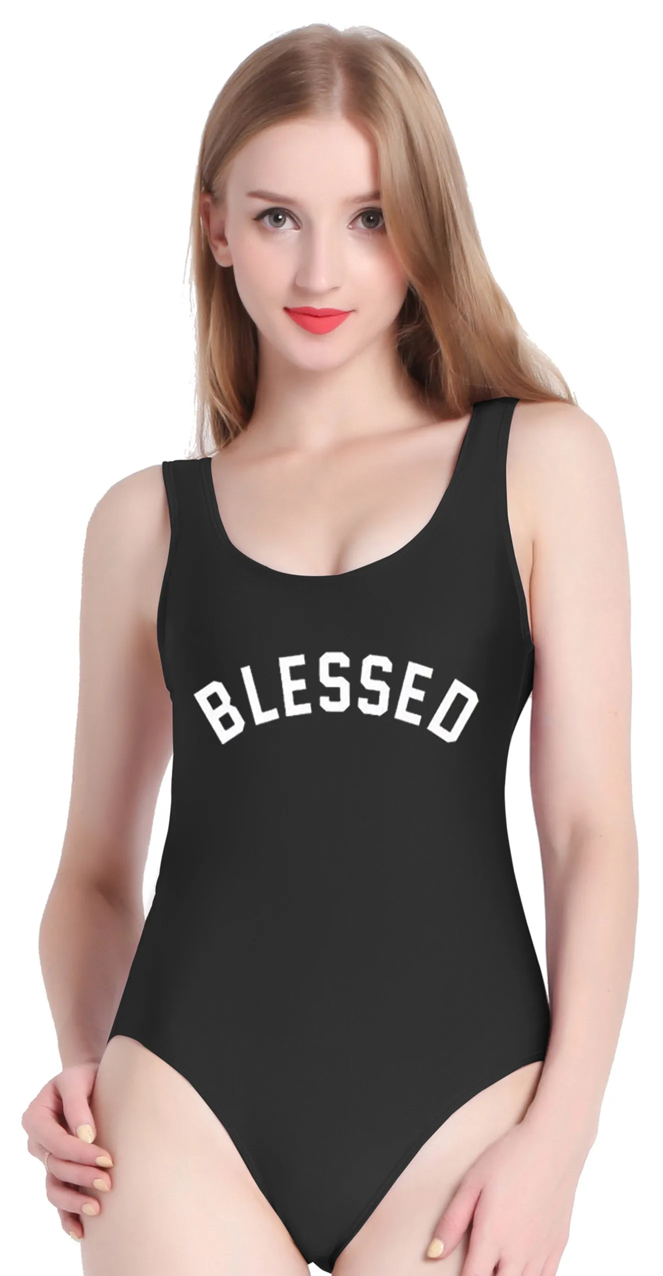 PINJIA Blessed Cute One Piece Swimsuit with High Cut and Low Back for