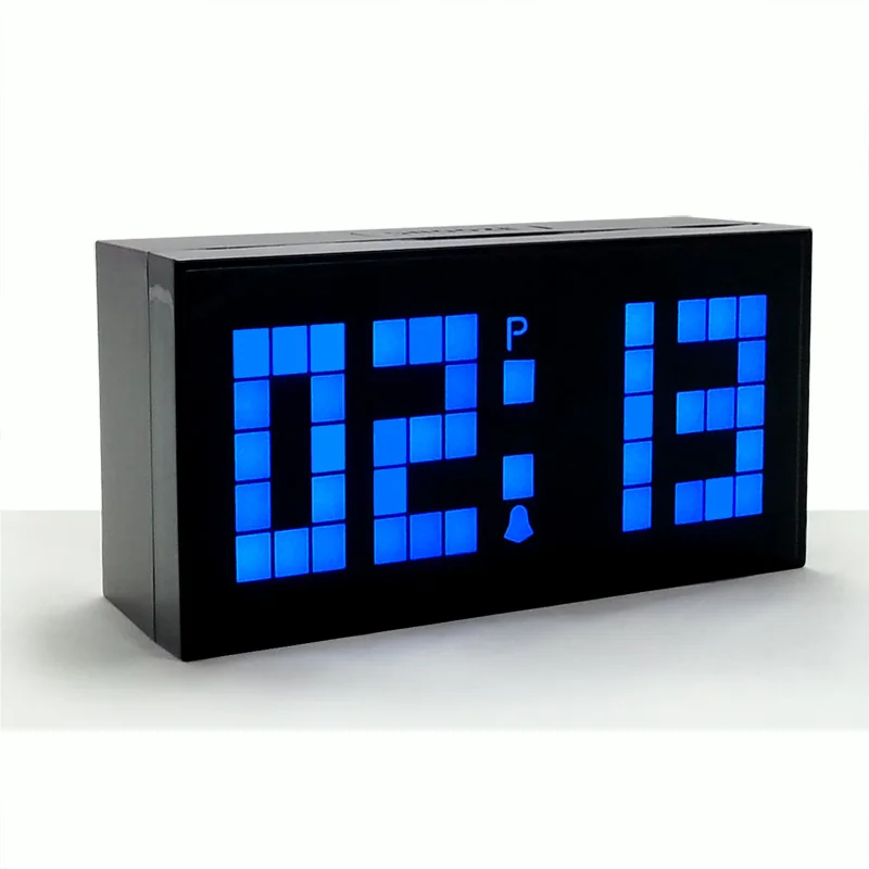 Светодиодные цифровые часы с большим дисплеем, современные офисные электронные настольные часы - Цвет: blue