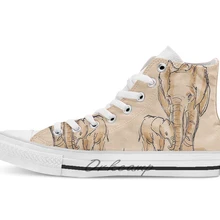Слон Акварельная живопись#1 Новинка Дизайн дышащая Повседневная Высокая обувь на шнуровке холщовая обувь кеды