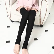 Новинка; Модные женские вязаные длинные сапоги; чулки выше колена; облегающие чулки до бедра; повседневные однотонные зимние теплые длинные чулки