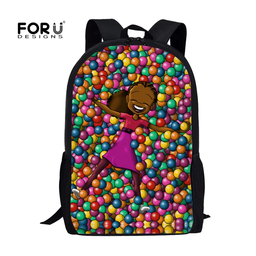 FORUDESIGNS Happy African American Girl School Bags Children's Backpack