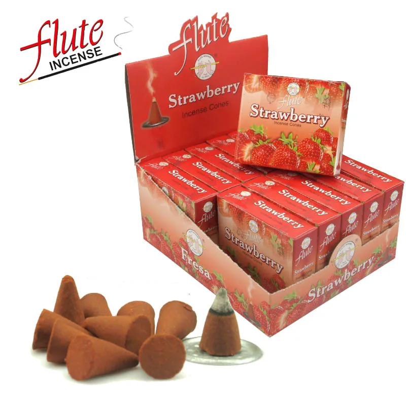 

FLUTE 10 Cones/Pack Strawberry Aroma Lax Cone Incense Hand Rolled from Indian Light Fragrance Incense Cones For Aromatic