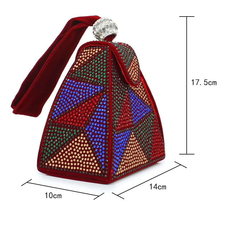 2 цвета Пирамида кристалл вечерняя сумочка кристаллы клатч цепь сумка на плечо женский кошелек(C372