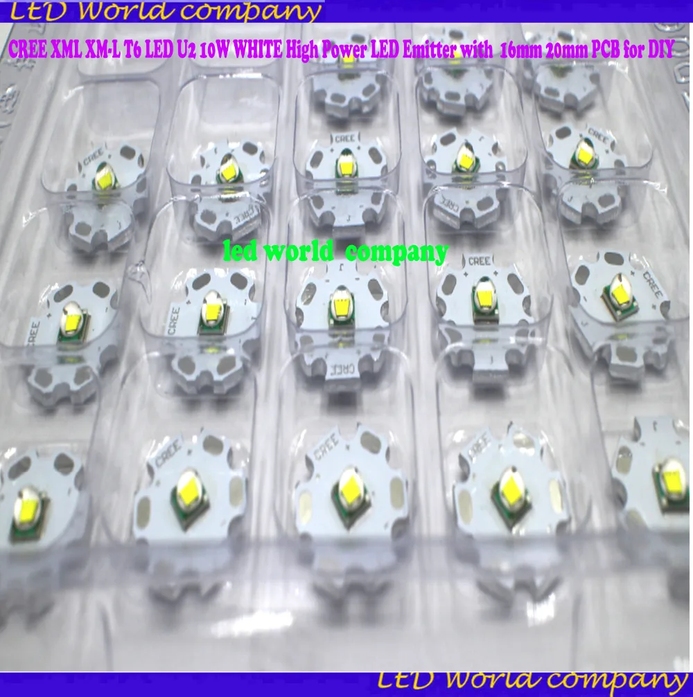1 шт. CREE XML XM L T6 LED U2 10 Вт белый (6500K 7000K) светодиодный эмиттер высокой мощности с