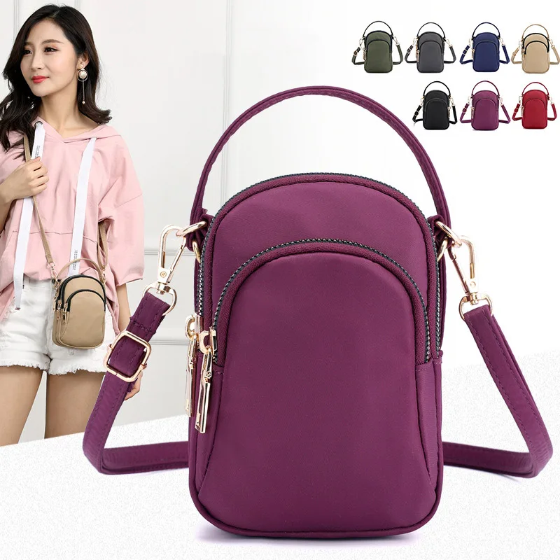 

Women Shoulder Crossbody Bag Zipper Portable Mini for Mobile Phone Earphone Keys Popular