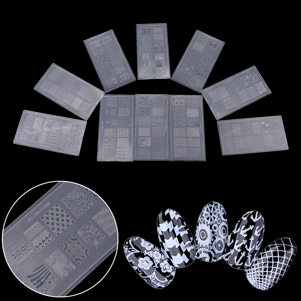 

DIY Nail Stamping Plates Set Stamper Scraper Nail Art Polish Stamp Plastic Template Set Manicure Nail Tools