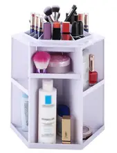 

360 Degree Rotate Makeup Organizer Plastic Storage Box Cosmetic Make Up Case Jewelry Box Lipstick Brush Holder Storage Boxes