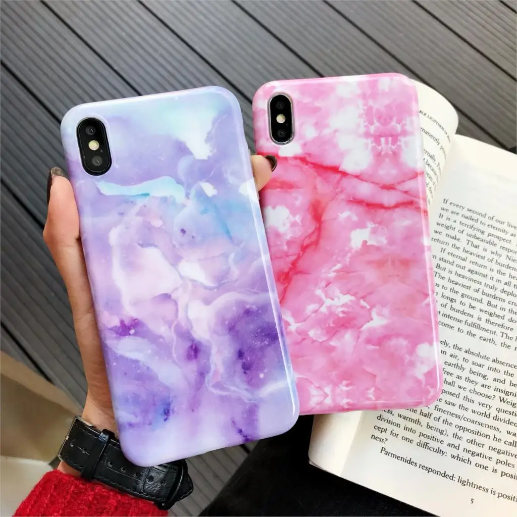 Marble 2 in 1 Case For Iphone XR Case Cover Silicone TPU Matte Cases