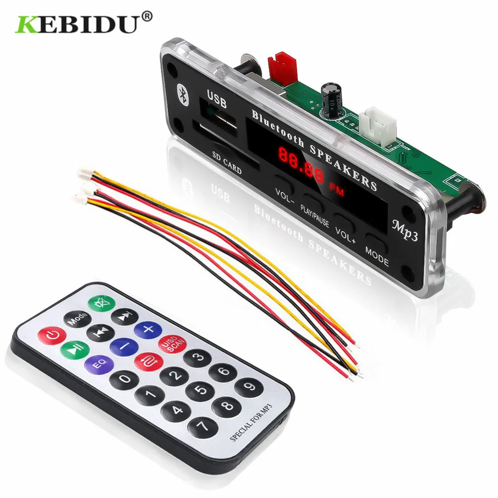KEBIDU беспроводной Bluetooth 5 в 12 В MP3 WMA декодер плата аудио модуль Поддержка USB SD AUX FM