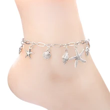 Женские браслеты на ногу Морская звезда ракушка Очаровательный из нержавеющей стали ножные браслеты 24 см винтажная модная цепочка на ногу ювелирные изделия