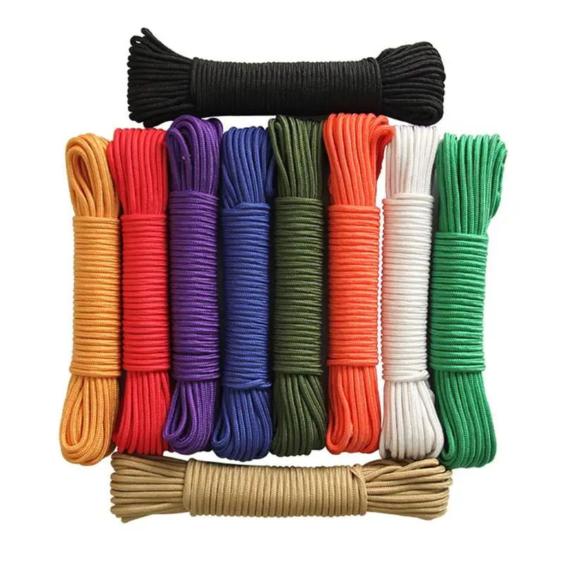 30 м цельная плетеная нейлоновая веревка, Rot and Weather Resistant Rope для кемпинга, для занятий спортом в помещении и на открытом воздухе, 6 мм(зеленый