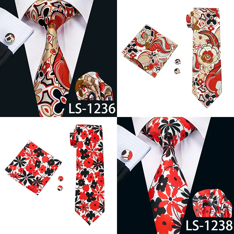 Мужской галстук с принтом галстук Gravata Neckwear Barry.Wang модный носовой платок запонки набор галстуков для мужчин свадьба Вечеринка бизнес США-1277