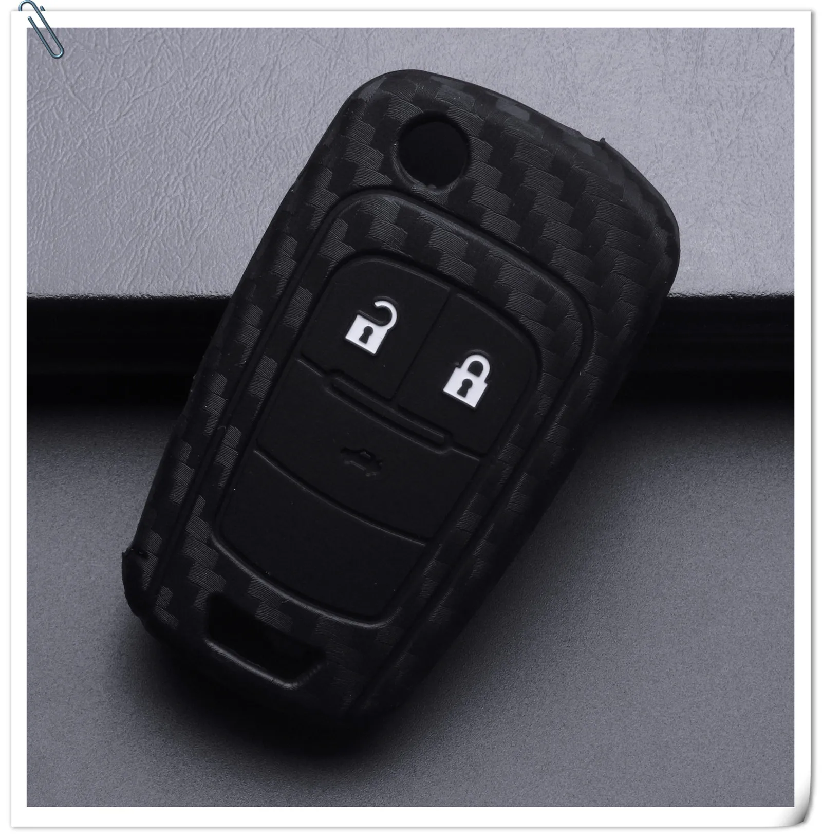 Keyforkess copertura della cassa chiave dell'automobile a distanza del carbonio del Silicone per Chevrolet Cruze Epica Lova Opel Insignia Astra Zafira Buick 2/3 pulsante -