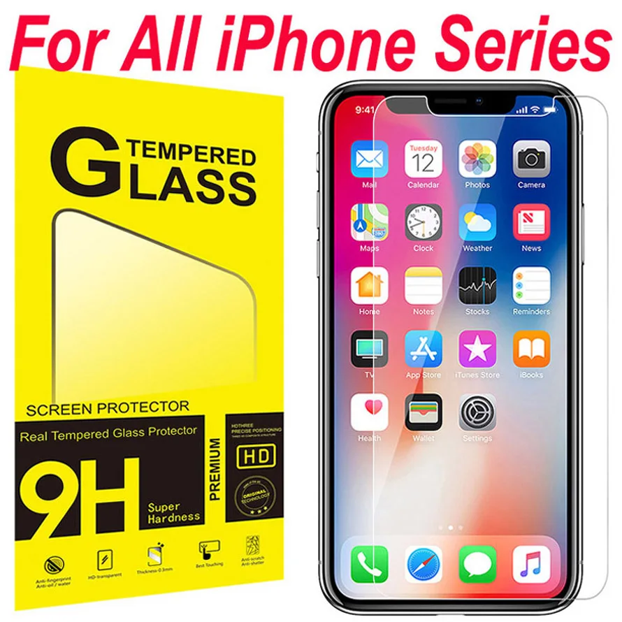 200pcs Wholesale for iPhone xr tempered glass screen protectors for iPhone 11 pro xs max x 6 6s 7 plus 8 plus with Paper Pack