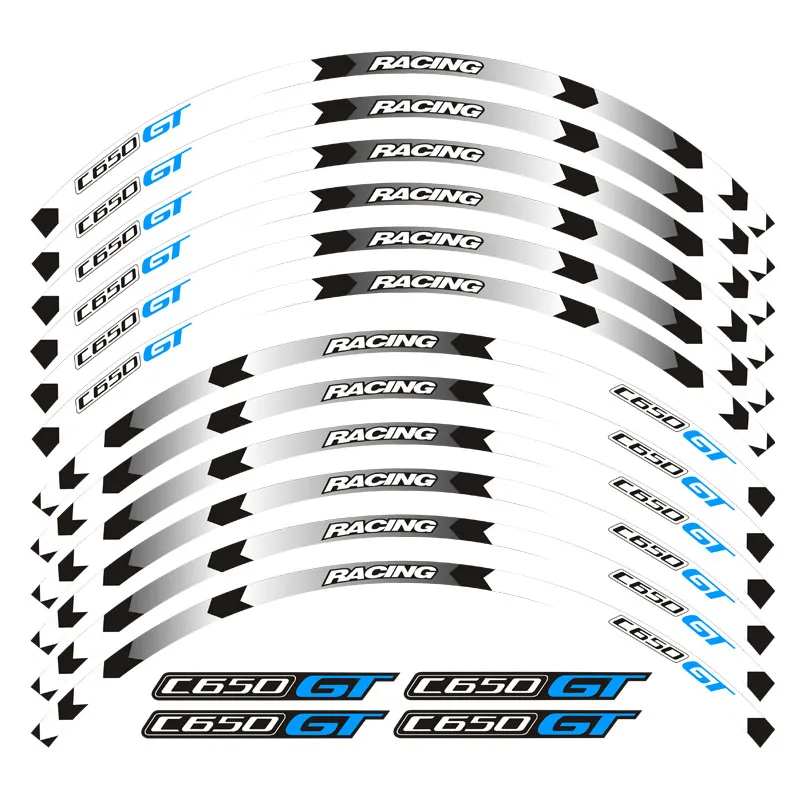 Новая высококачественная 12 шт. подходит мотоциклетная наклейка для колес полоса светоотражающий обод для BMW C650GT - Цвет: 4