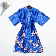 Короткий рукав сексуальный женская ночная рубашка Летний банный халат-кимоно искусственный шелк с принтом невесты, халат для подружки невесты, повседневная одежда для сна Дамский подарок