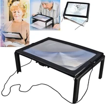Leitura 3x lupa página completa óptica ampliação dobrável a4 lente led mesa lupa para costura tricô