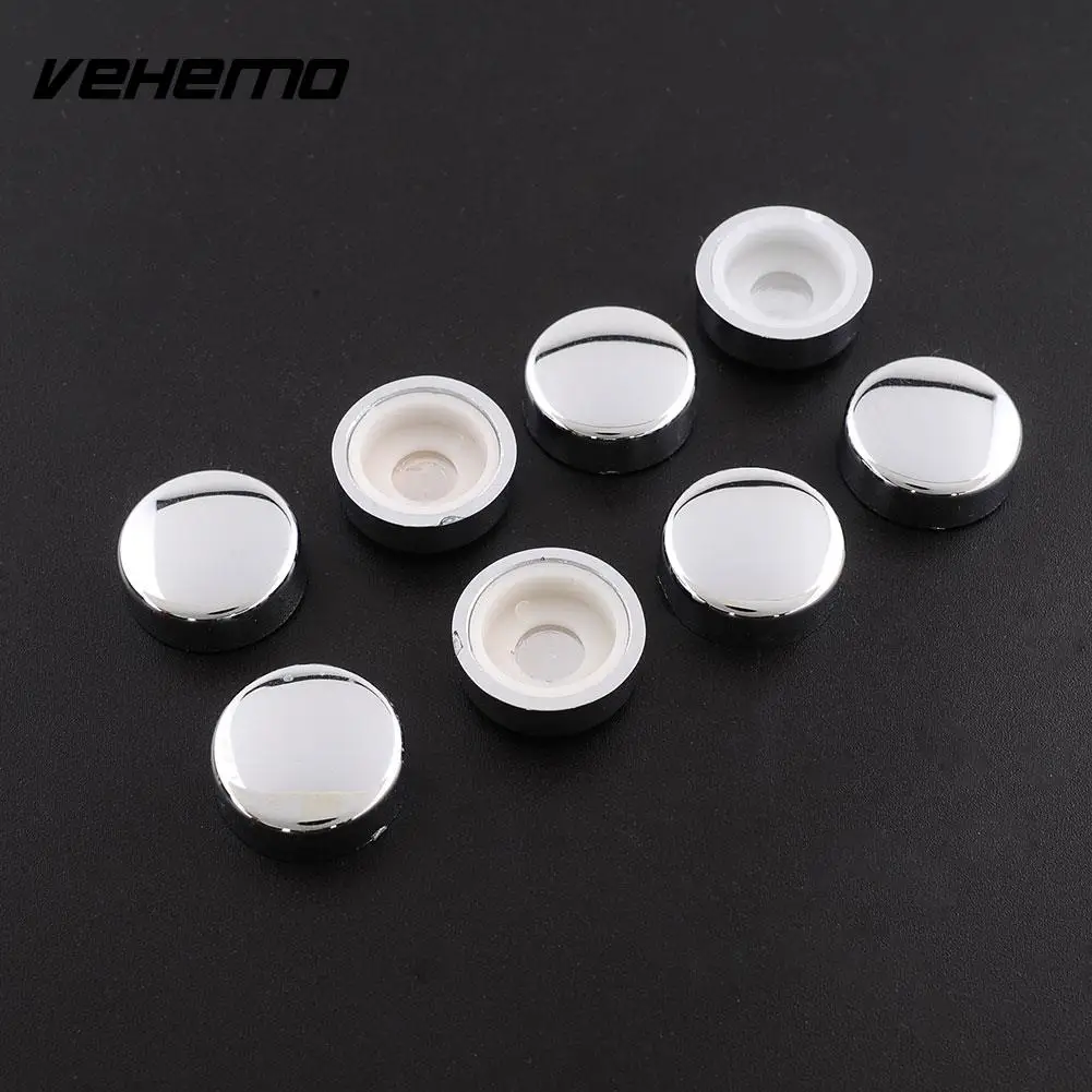 8pcs White Chrome Caps License Plate Tag Frame Screw Nut Covers Adapter Rings License Plate Frame Bolt Nut Bolt Head Cover Cap