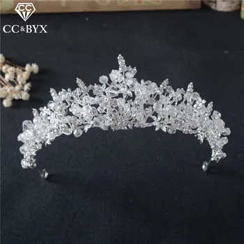 

CC Tiaras And Crowns Hairbands Baroque Style Engagement Wedding Hair Accessories For Bride Fashion Jewelry Shine CZ Stone HG853