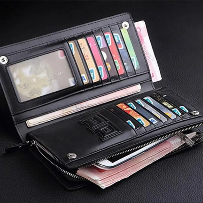 www.bagsaleusa.com : Buy Men&#39;s Long Leather Bifold ID Card Holder Clutch Wallet Purse Checkbook ...