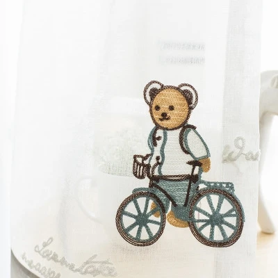 Cartoon Cycling bear Lovely Children Curtains For Kids Boy Girl Bedroom Grey High shading Curtain Living Room Drapes New FQ023D3 - Цвет: Tulle