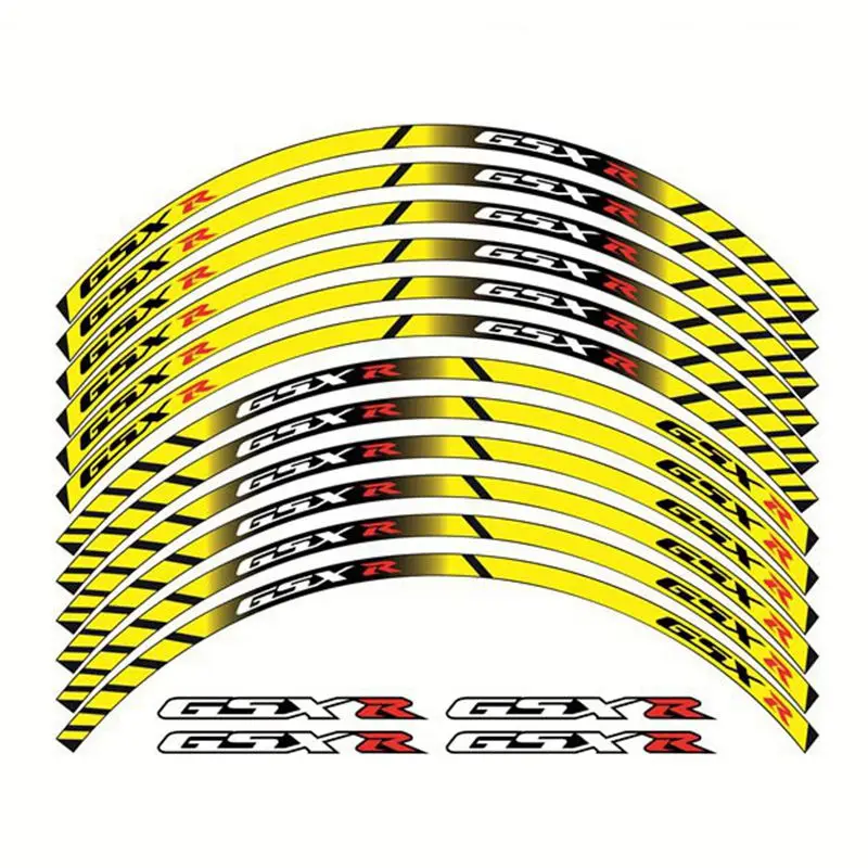 Наклейка на мотоцикл для SUZUKI GSXR GSX R, мотоциклетные толстые ободные полосы, водонепроницаемая Светоотражающая наклейка, наклейки на колеса s - Цвет: yellow