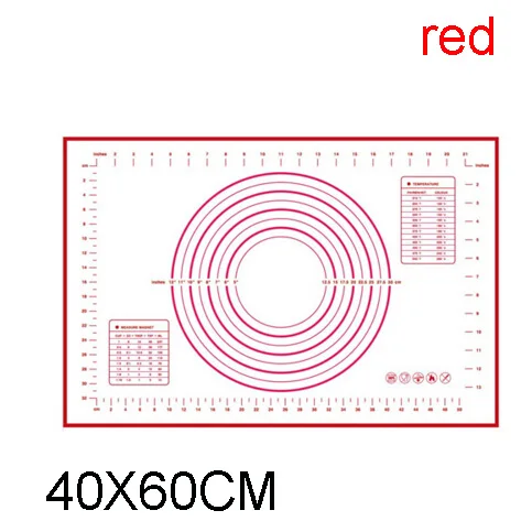 Кремниевые подушки для запекания гильзы тесто для пиццы чайник раскатки теста с антипригарным покрытием коврик гриль подкладка для замешивания теста прокатки тесто лист Пособия по кулинарии инструменты - Цвет: 40X60 RED