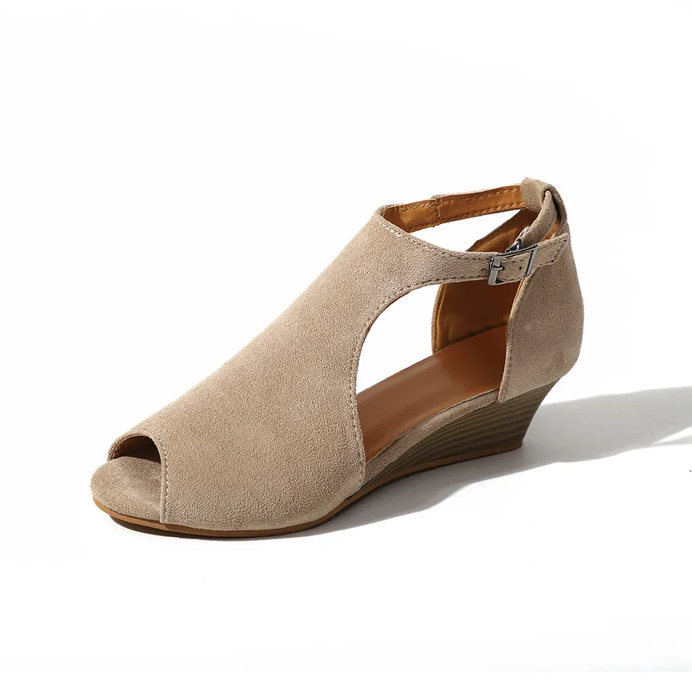 

Summer Women's Shoes Ankle Strap Wedge Peep Toe Shoes High Heels Beach Ladies Shoes Fashion Platform Rome Plus Size 43