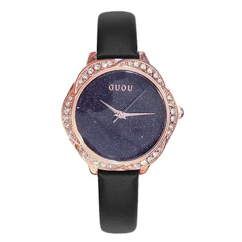

2018 Women Watch reloj mujer Luxury brand GUOU Watches Fashion crystal Diamond Ladies Quartz Watch Leather relogio feminino