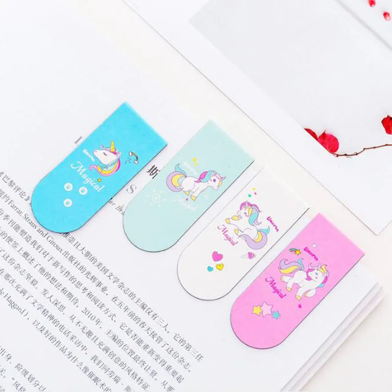 Kawaii Единорог магнитная закладка креативная Милая изысканная мини книжка папка