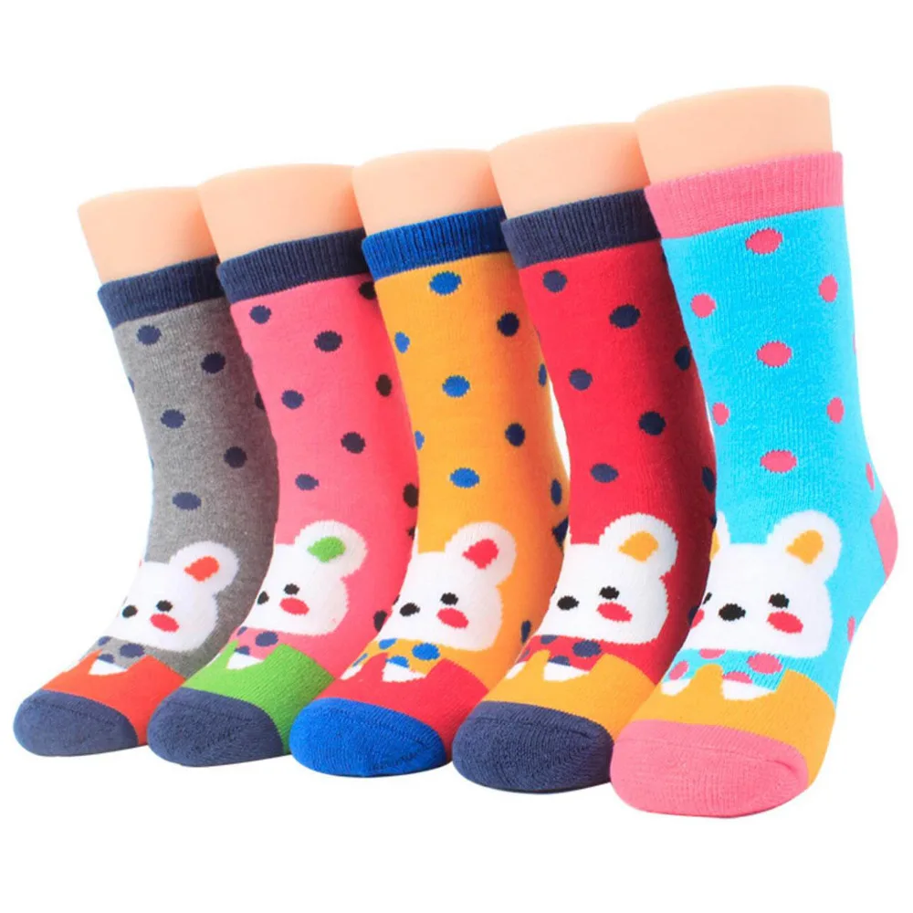 Baby Socks Girls boys 1-5 Years Thick Cotton Soft Kid Socks Carton Pattern 5 Pairs