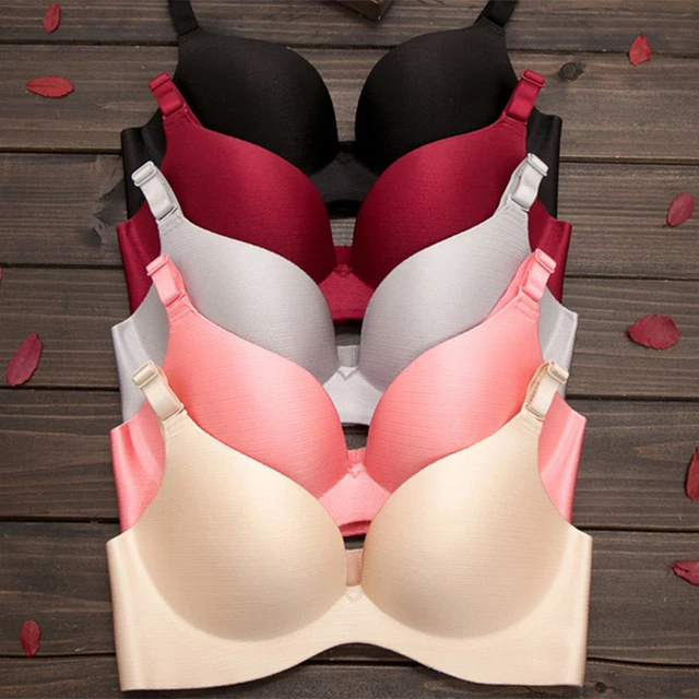 Nueva Dama Moda Solid Sostenes Ropa Interior Sin Costuras Push Up Bra V Profundo Atractivo del Sujetador _ - AliExpress Mobile