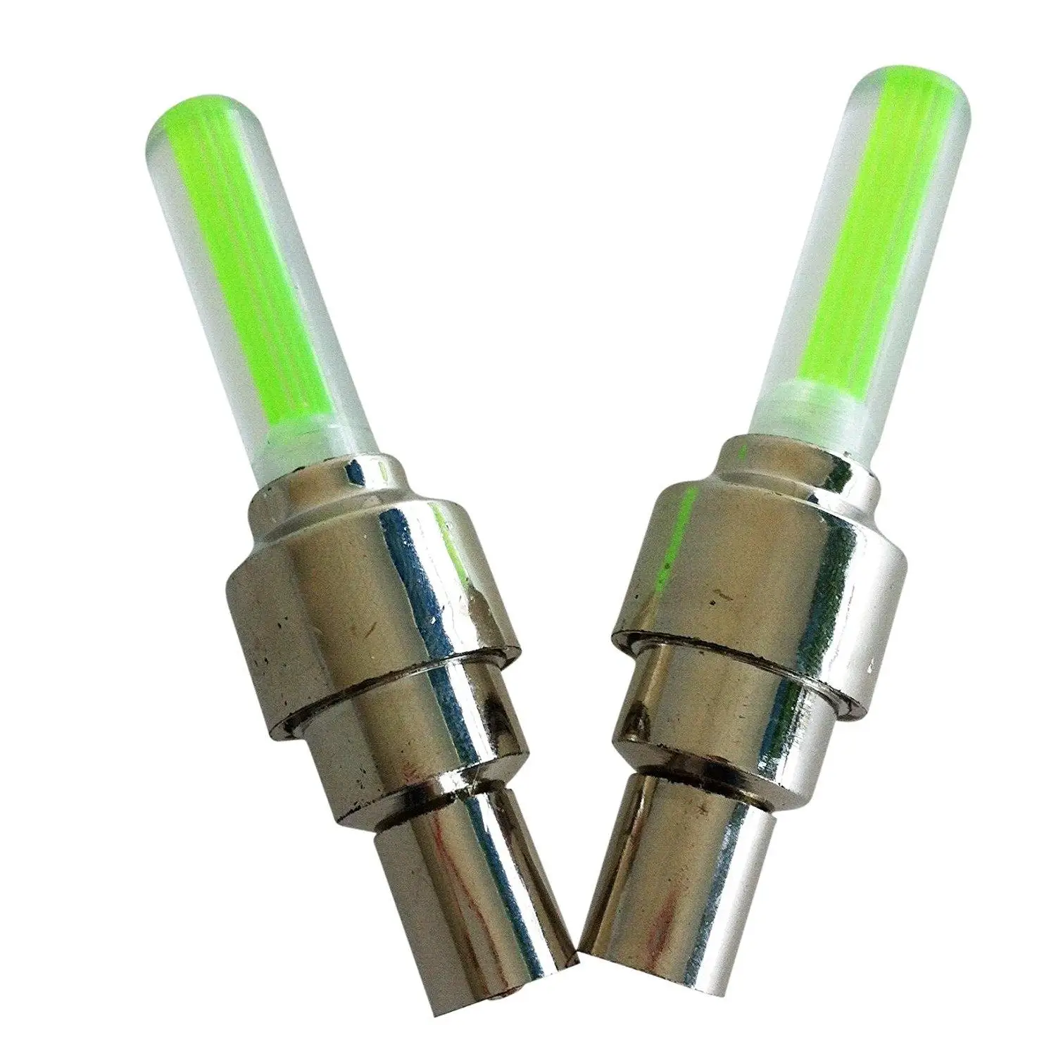 2 PCS Green LED Flash Tyre Wheel Valve Cap Light for Car Bike Bicycle