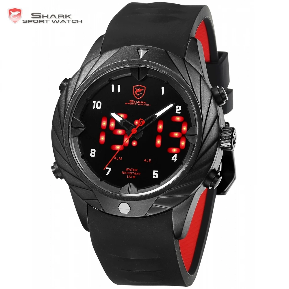 Graceful Shark Sport Watch Creative Design Black LED Analog Quartz Auto Date Day Silicon Strap Mens Digital Wrist Watches /SH577 Graceful Shark Sport Watch Creative Design Black LED Analog Quartz Auto Date Day Silicon Strap Mens Digital Wrist Watches /SH577