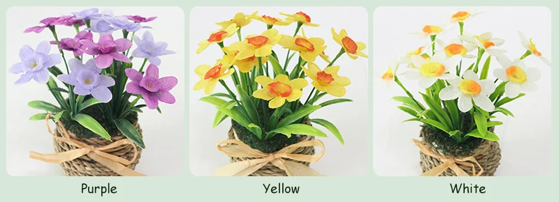 JAROWN Simulation Daffodil Set Artificial Narcissus Flower Silk Flower Plants Wedding Flores Home Decoration (16)